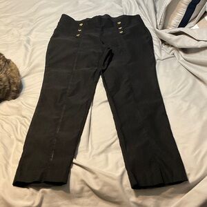 Black Pants with Gold Button Accents